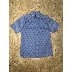 Fernando Pena Men Blue Short Sleeve Button Down Shirt Sz M
